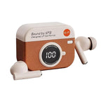Q86 Retro earbuds Wireless Bluetooth 5.3 TWS Earbuds | Leather Camera shape