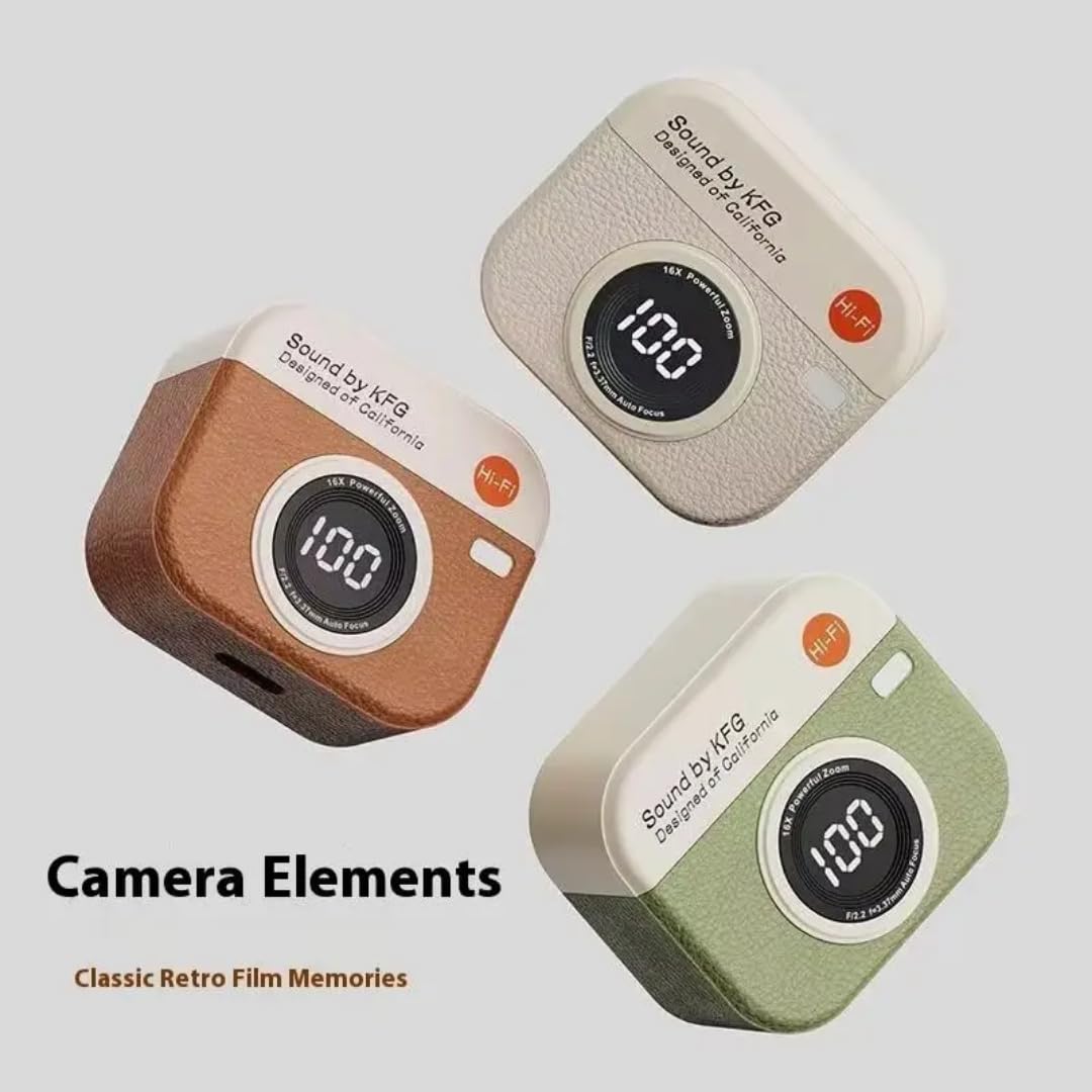 Q86 Retro earbuds Wireless Bluetooth 5.3 TWS Earbuds | Leather Camera shape