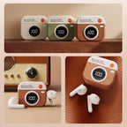 Q86 Retro earbuds Wireless Bluetooth 5.3 TWS Earbuds | Leather Camera shape
